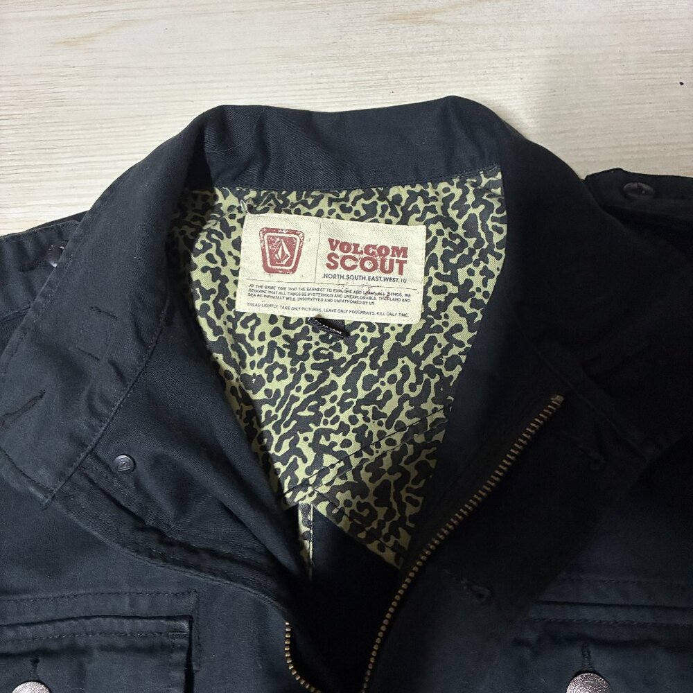 Vintage Volcom "Bondi" Scout Military Jacket - Leopard Print Lining - Y2K Skate - Picture 3 of 9